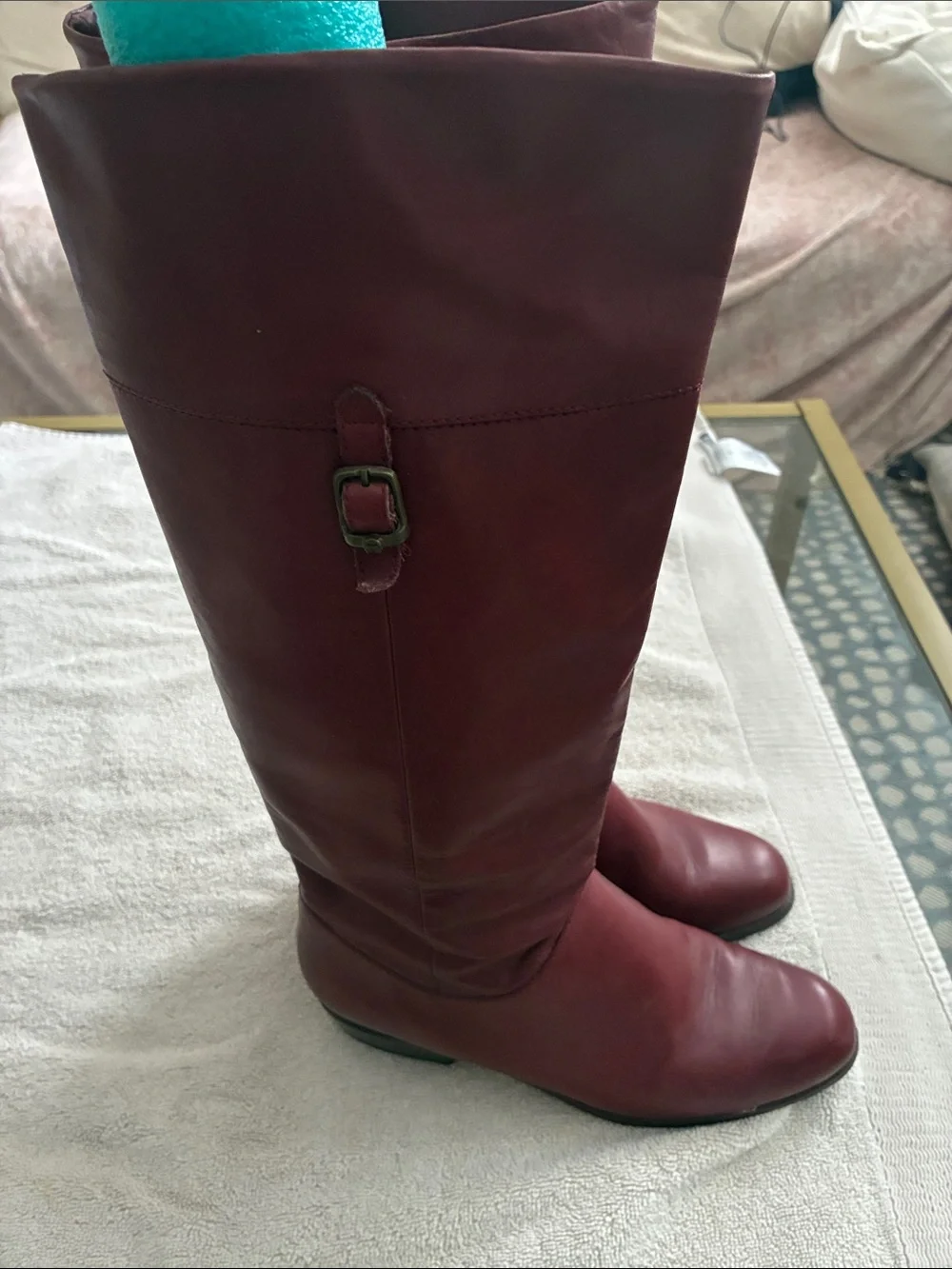 Etienne Aigner Burgundy Over-the-Knee Leather Boots